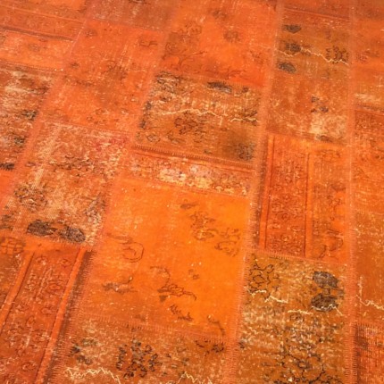 Orange Handmade Patchwork Carpet