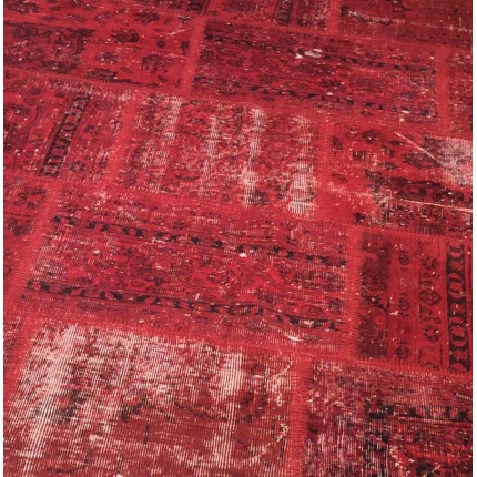 Red Handmade Patchwork Carpet