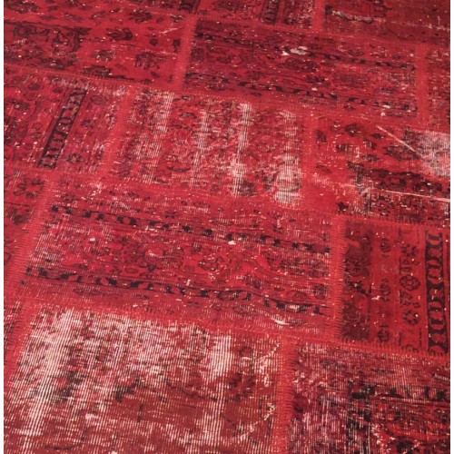 Red Handmade Patchwork Carpet