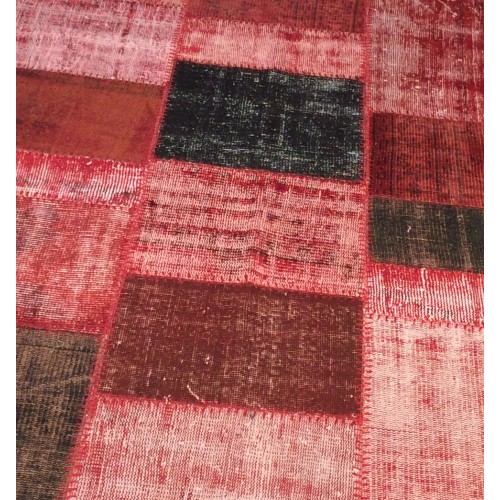 Red Handmade Patchwork Carpet