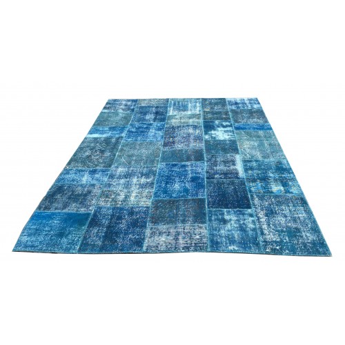 Blue Handmade Patchwork Carpet