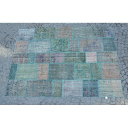 Blue Handmade Patchwork Carpet