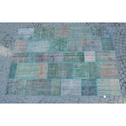 Blue Handmade Patchwork Carpet