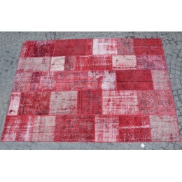  Red Handmade Patchwork Carpet