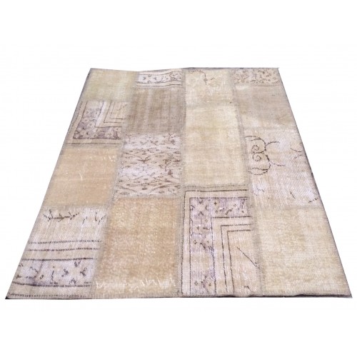 Beige Handmade Patchwork Carpet