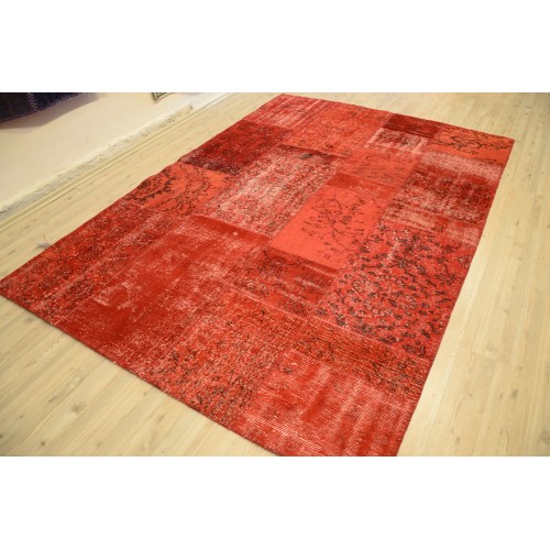 Red Handmade Patchwork Carpet