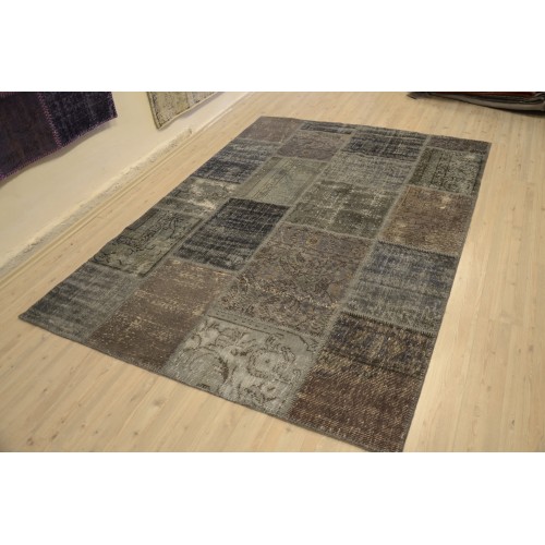 Grey Handmade Patchwork Carpet