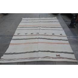 White Stripe Hemp Rug