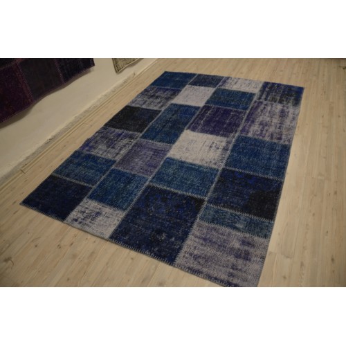 Blue Handmade Patchwork Carpet