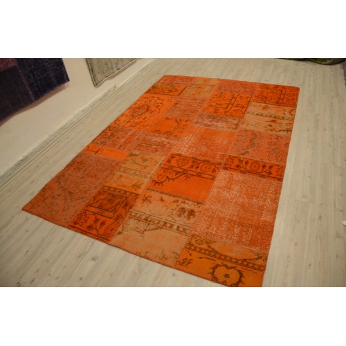 Orange Handmade Patchwork Carpet