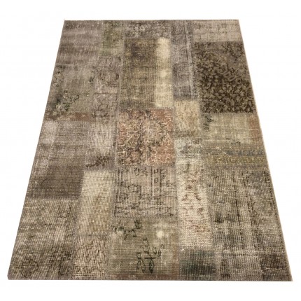 Beige and Grey Handmade Patchwork Carpet