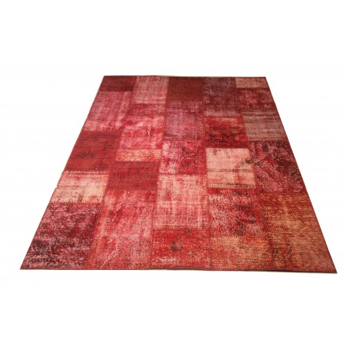 Red Handmade Patchwork Carpet