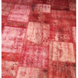 Red Handmade Patchwork Carpet