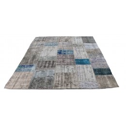 Blue and Grey Handmade Patchwork Carpet