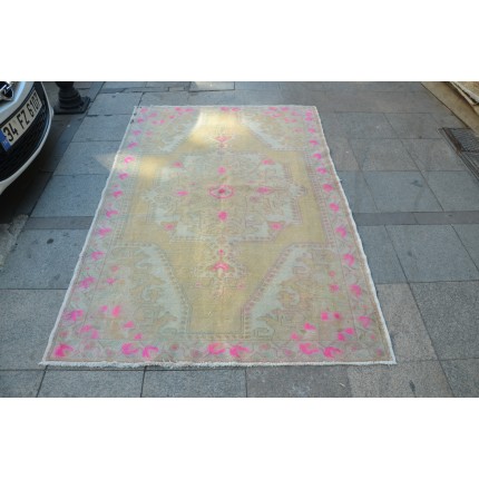 Beige and Pink Oushak Rug