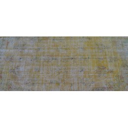 Yelow Handmade Vintage Overdyed Turkish Carpet