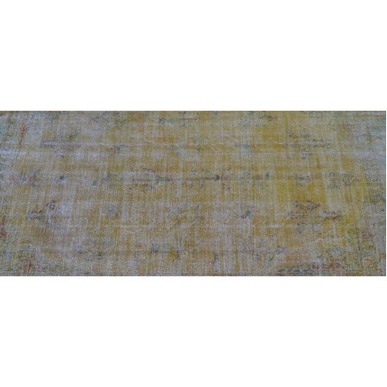 Yelow Handmade Vintage Overdyed Turkish Carpet