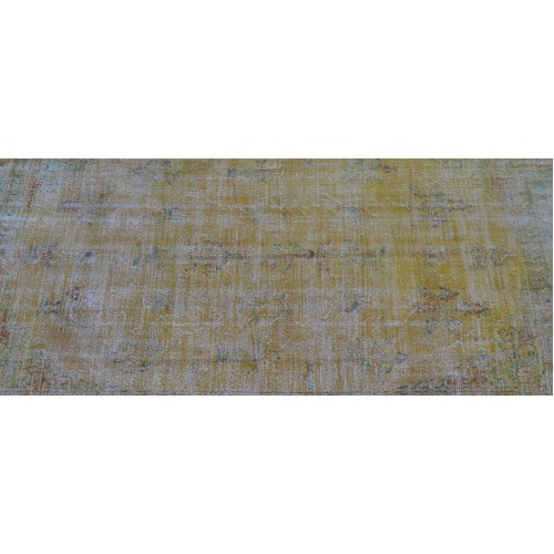 Yelow Handmade Vintage Overdyed Turkish Carpet