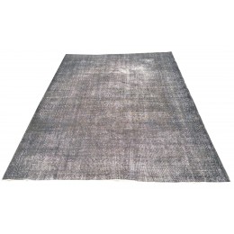 Grey Handmade Vintage Overdyed Turkish Carpet