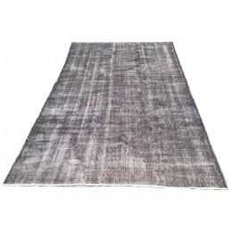 Grey Handmade Vintage Overdyed Turkish Carpet