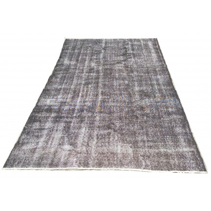 Grey Handmade Vintage Overdyed Turkish Carpet