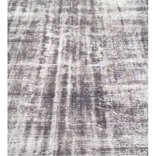 Black Handmade Vintage Overdyed Turkish Carpet