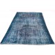 Blue Handmade Vintage Overdyed Turkish Carpet