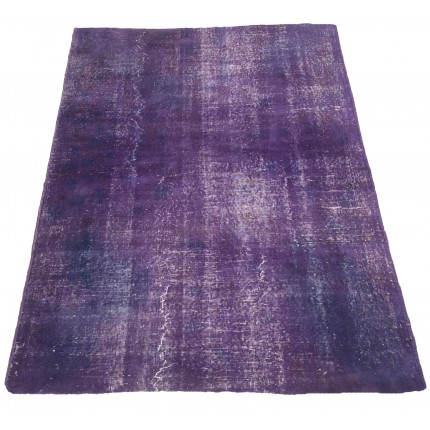 Purple Handmade Vintage Overdyed Turkish Carpet