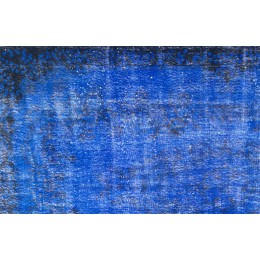 Blue Handmade Vintage Overdyed Turkish Carpet