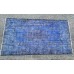 Blue Handmade Vintage Overdyed Turkish Carpet