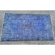 Blue Handmade Vintage Overdyed Turkish Carpet