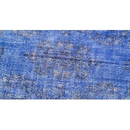 Blue Handmade Vintage Overdyed Turkish Carpet