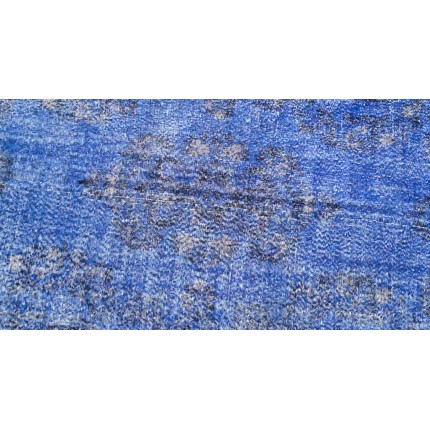 Blue Handmade Vintage Overdyed Turkish Carpet