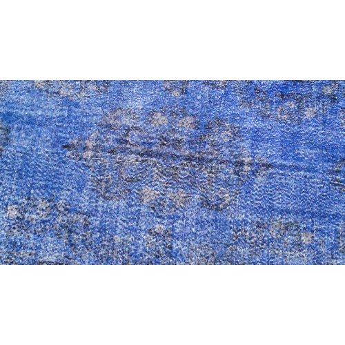 Blue Handmade Vintage Overdyed Turkish Carpet