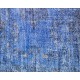 Blue Handmade Vintage Overdyed Turkish Carpet