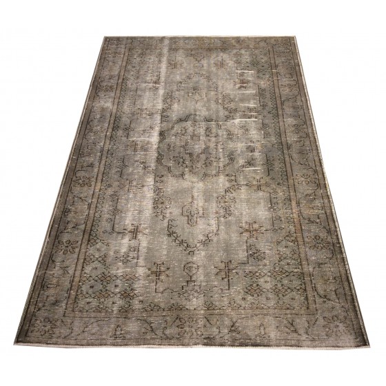   Grey Handmade Vintage Overdyed Turkish Carpet