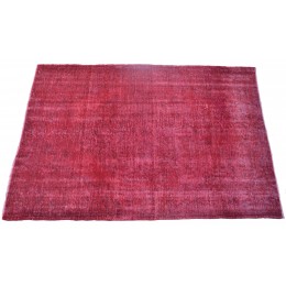 Red Handmade Vintage Overdyed Turkish Carpet