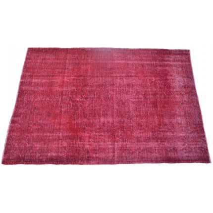 Red Handmade Vintage Overdyed Turkish Carpet