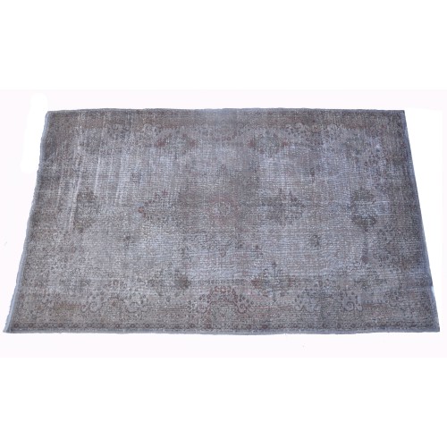 Grey Handmade Vintage Overdyed Turkish Carpet