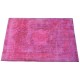 Pink Handmade Vintage Overdyed Turkish Carpet