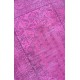 Pink Handmade Vintage Overdyed Turkish Carpet