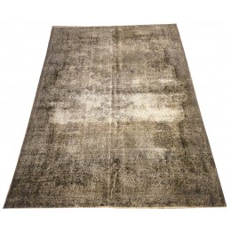 Beige Handmade Vintage Overdyed Turkish Carpet