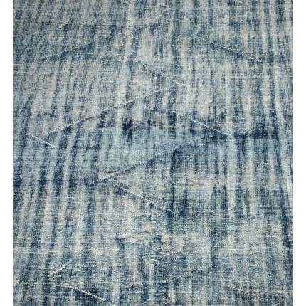 Blue Handmade Vintage Overdyed Turkish Carpet