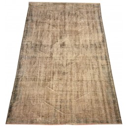 Beige Handmade Vintage Overdyed Turkish Carpet