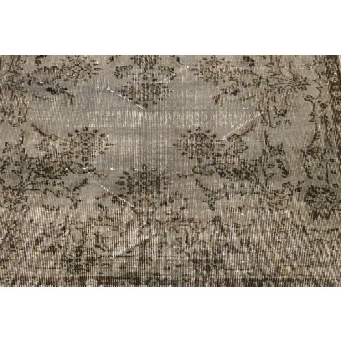 Grey Handmade Vintage Overdyed Turkish Carpet