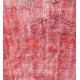  Red Handmade Vintage Overdyed Turkish Carpet
