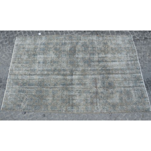 Grey Handmade Vintage Overdyed Turkish Carpet