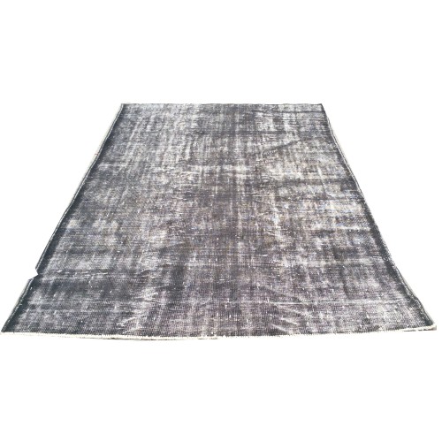 Grey Handmade Vintage Overdyed Turkish Carpet