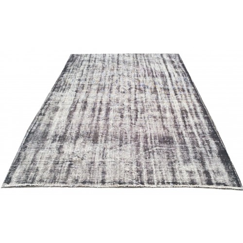 Grey Handmade Vintage Overdyed Turkish Carpet