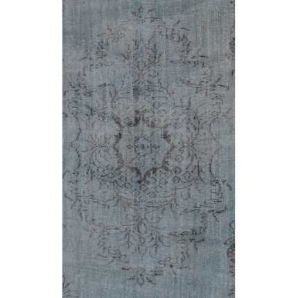 Grey Handmade Vintage Overdyed Turkish Carpet